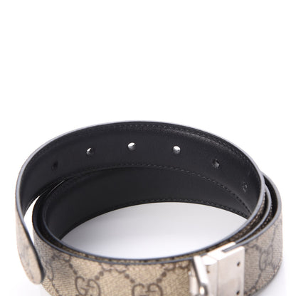 Gucci Selleria Calfskin GG Supreme Monogram Reversible 30mm Belt 95 38 Black Beige Ebony 5 of 8