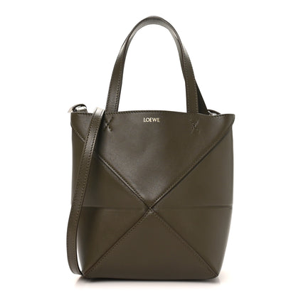 Loewe Shiny Calfskin Mini Puzzle Fold Tote Dark Khaki 1 of 9