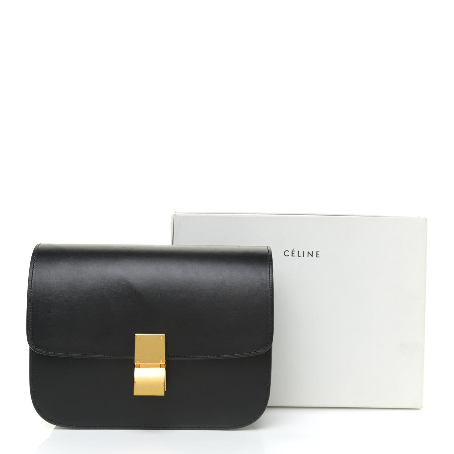 Box Calfskin Medium Classic Box Flap Bag Black