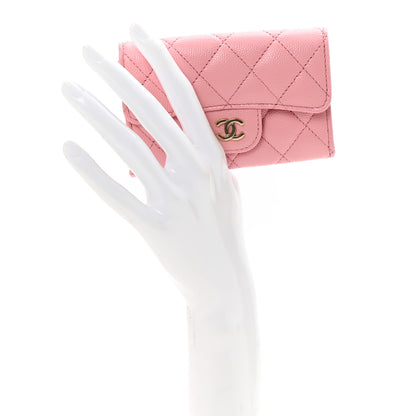 Chanel Caviar Quilted Flap Card Holder Wallet Light Pink 2 of 9