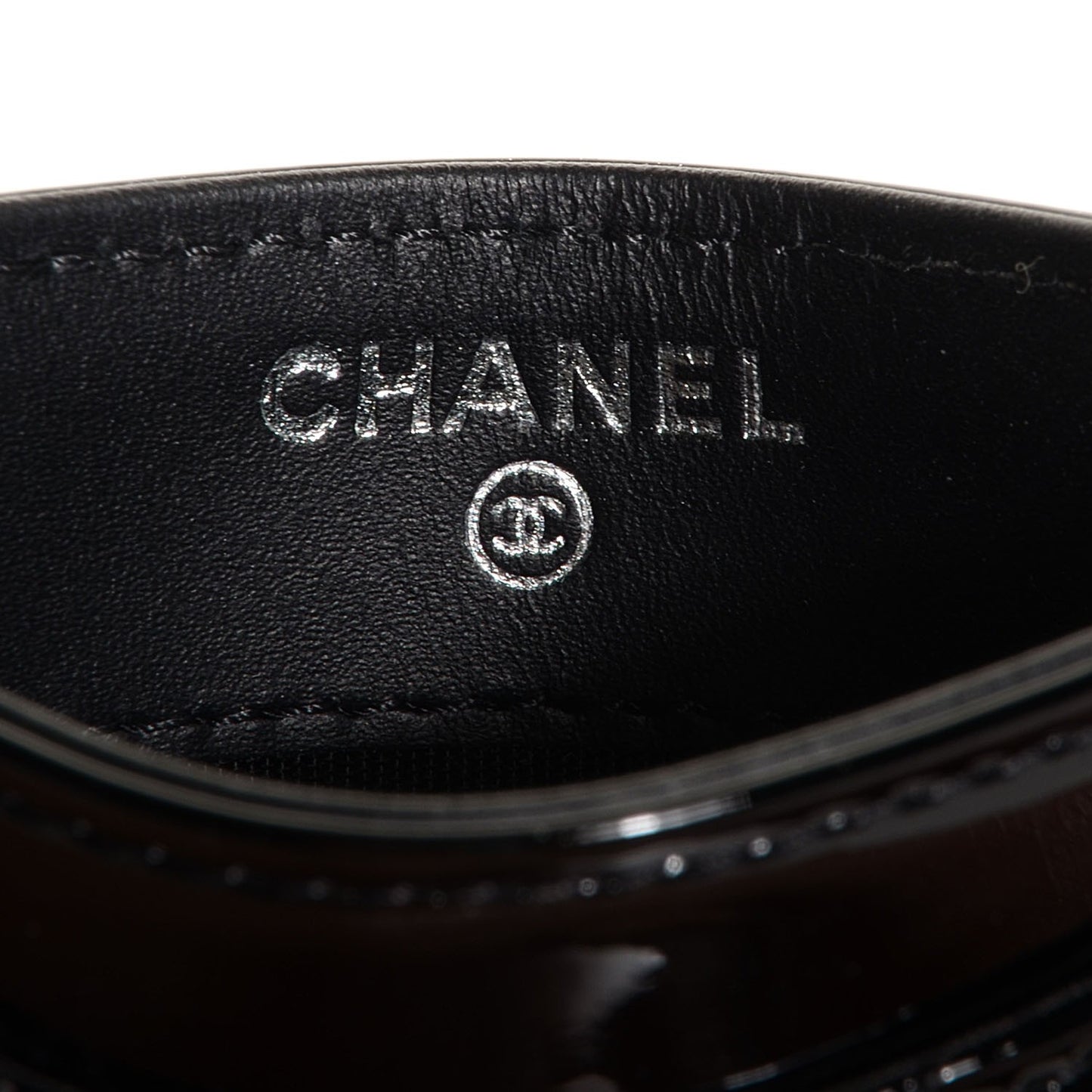 Patent Chevron Card Holder Black