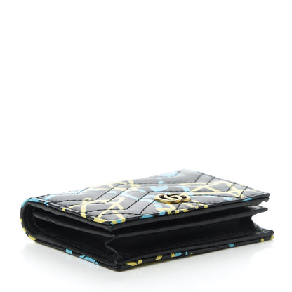 Gucci Calfskin Matelasse GucciGhost GG Marmont Card Case Wallet Black New Acquamarine 4 of 11