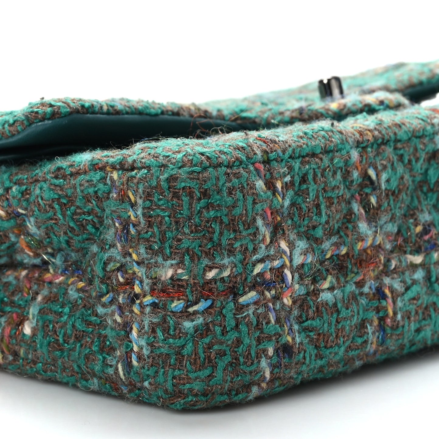 Wool Tweed Medium Double Flap Green