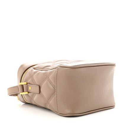 Saint Laurent Grain de Poudre Quilted 80's Vanity Bag Dark Beige 4 of 10