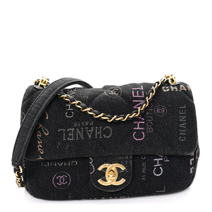 Chanel Denim Quilted Denim Mood Mini Rectangular Flap Black Multicolor 1 of 10