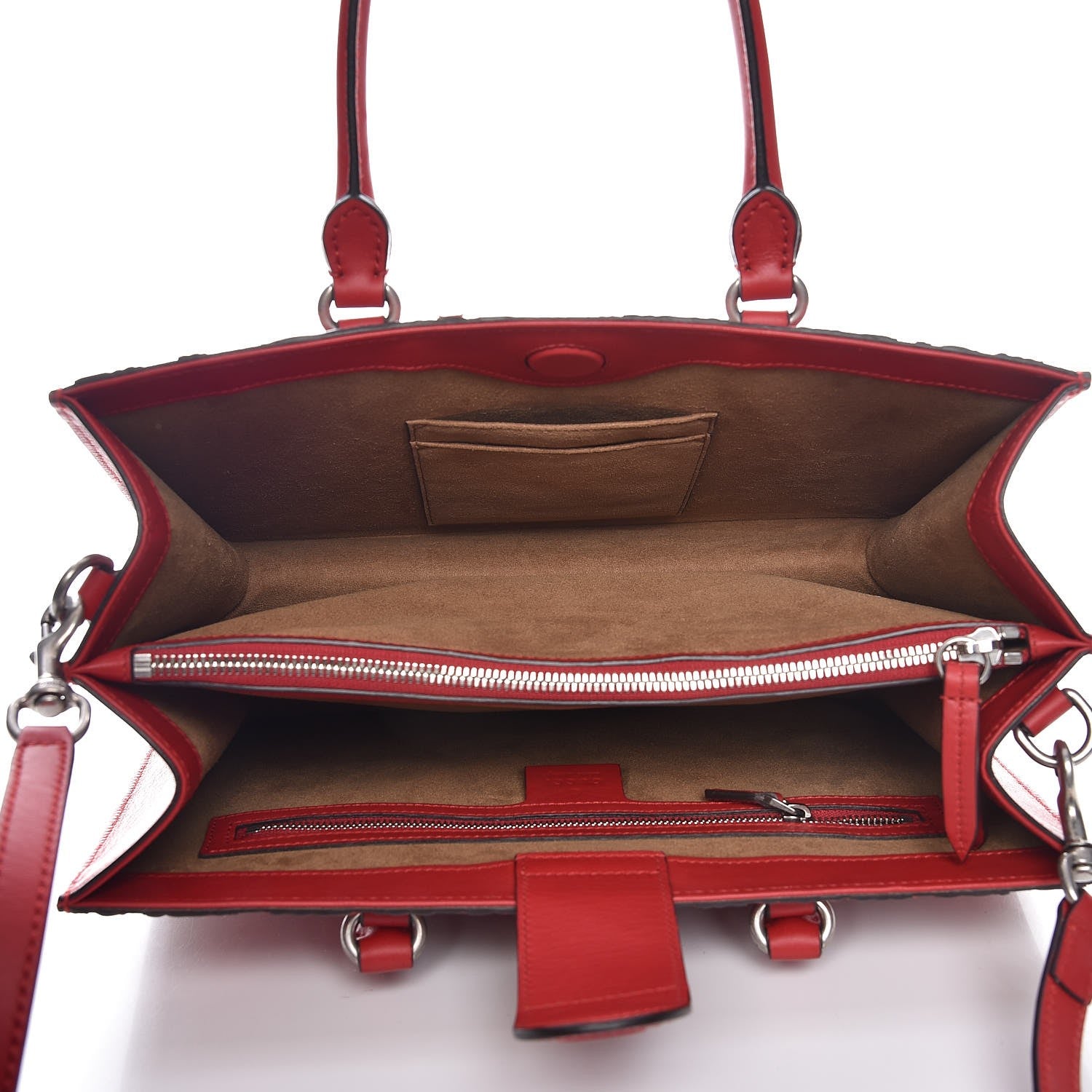 Gucci GG Supreme Monogram Arabesque Small Top Handle Bag Beige Hibiscus Red 5 of 8