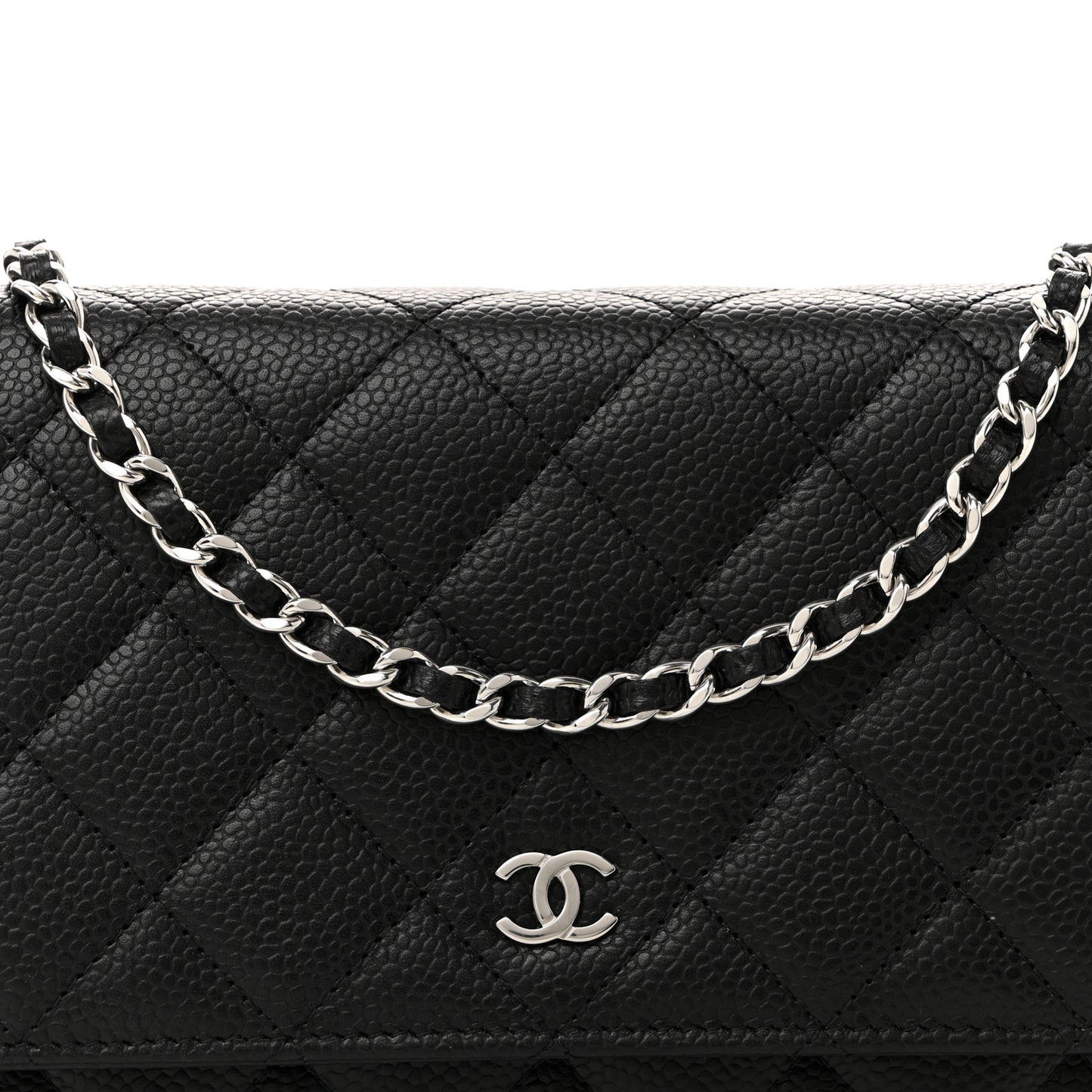 Caviar Quilted Wallet On Chain WOC Black