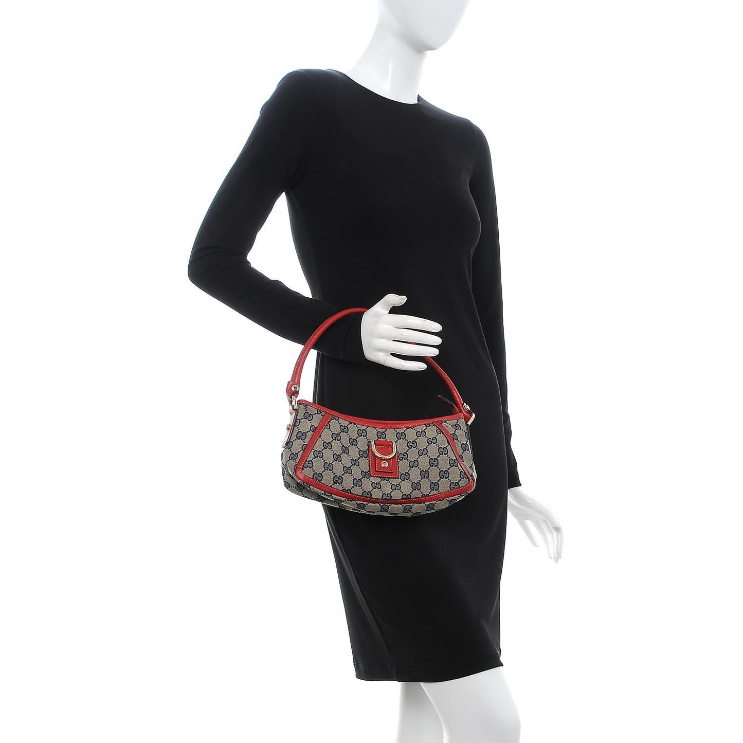 Monogram D Ring Abbey Pochette Navy Red