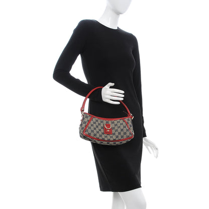 Gucci Monogram D Ring Abbey Pochette Navy Red 2 of 7