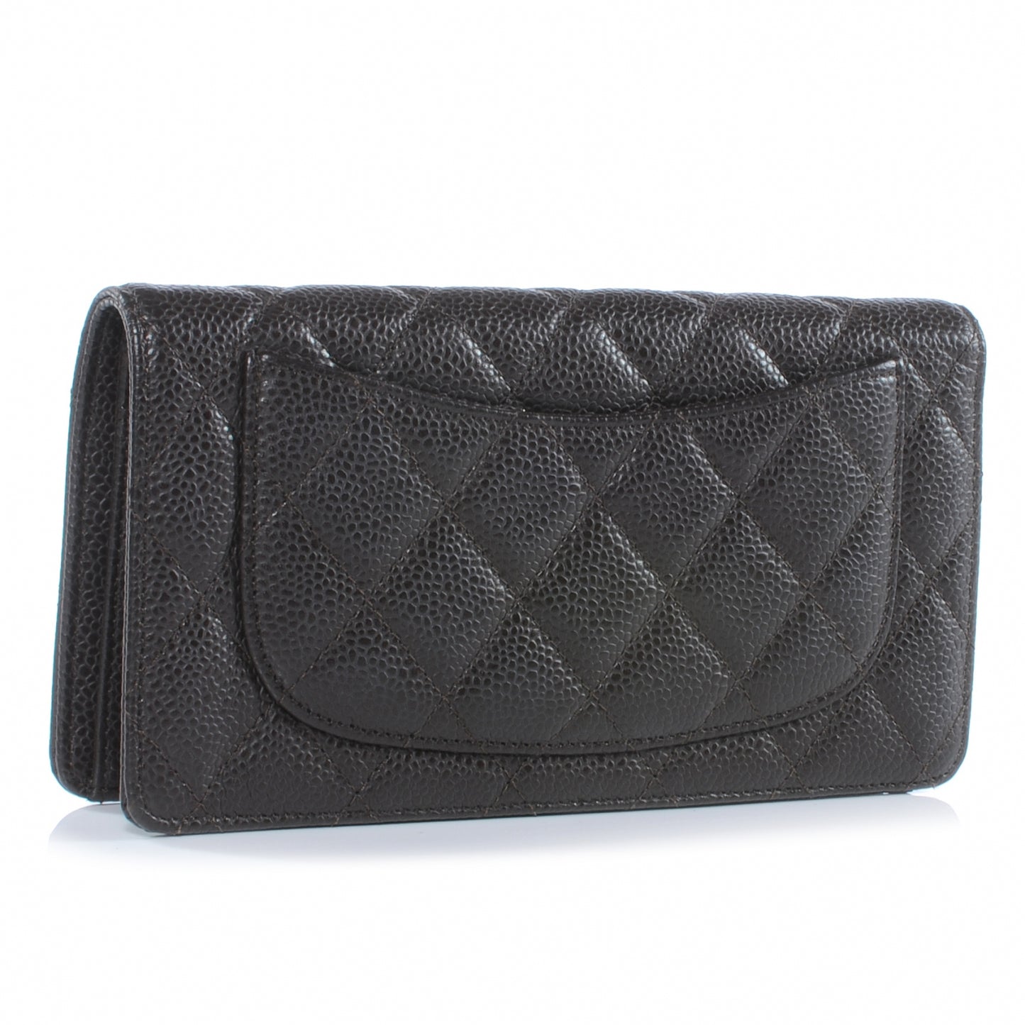 Caviar Quilted Yen Wallet Dark Brown