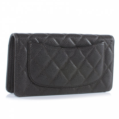Chanel Caviar Quilted Yen Wallet Dark Brown 3 of 8