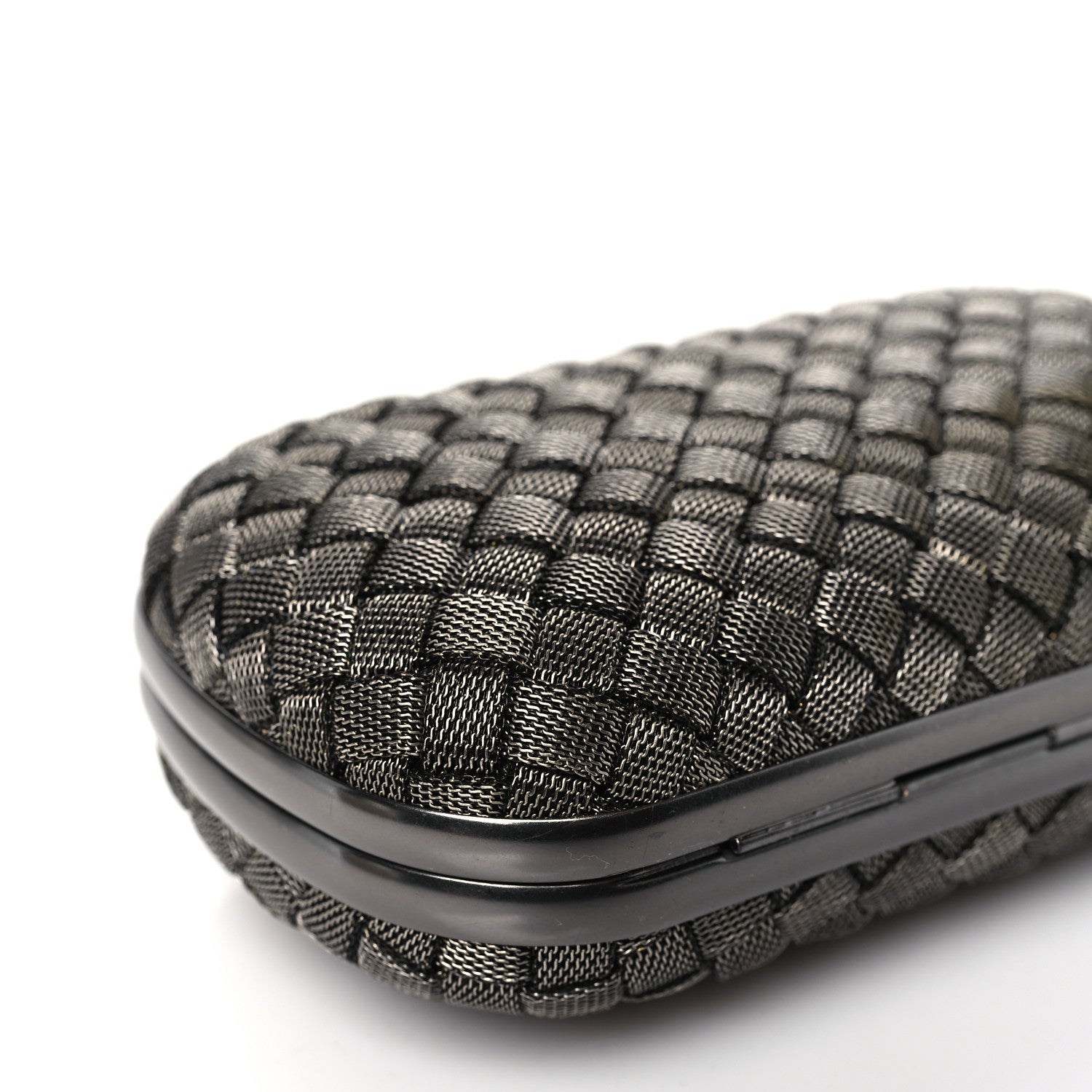 Bottega Veneta Metal Intrecciato Mesh Woven Knot Clutch Argento 8 of 9
