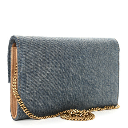 Saint Laurent Denim Monogram Chain Wallet Rodeo Blue Cinnamon 3 of 11