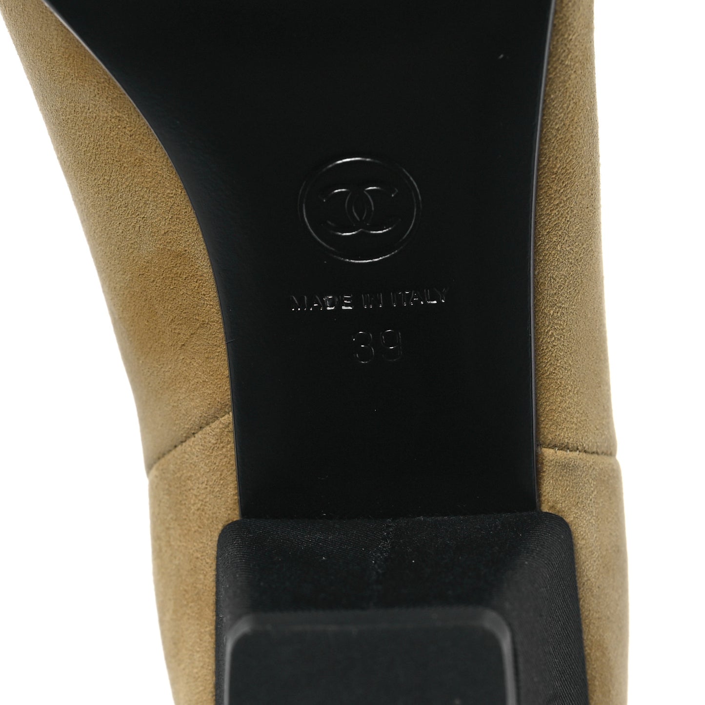 Suede Kidskin Crossgrain Cap Toe CC Short Ankle Boots 39 Beige Black