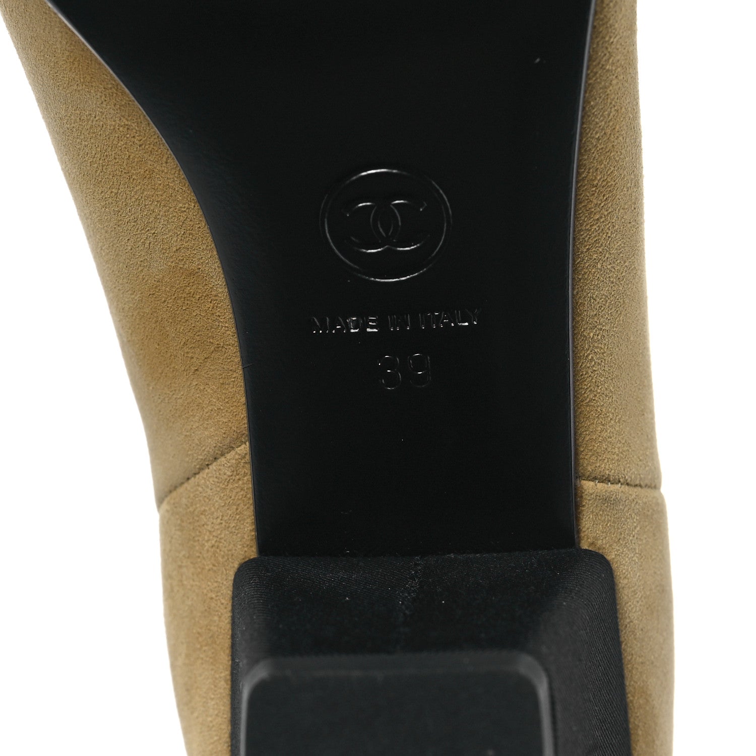 Chanel Suede Kidskin Crossgrain Cap Toe CC Short Ankle Boots 39 Beige Black 6 of 10