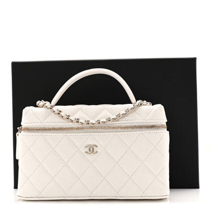 Chanel Caviar Quilted Top Handle Slim Vanity With Chain White 11 of 11