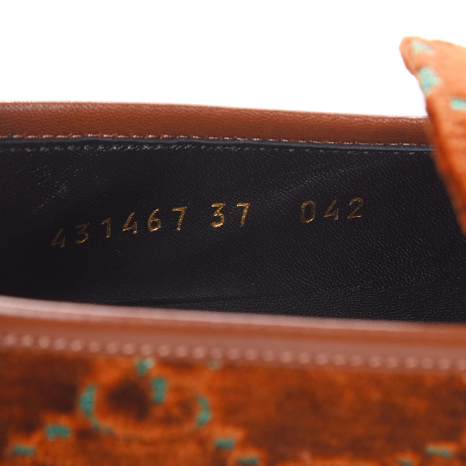 Gucci Velvet GG Monogram Horsebit Womens Jordaan Loafers 37 Cognac Green 8 of 9