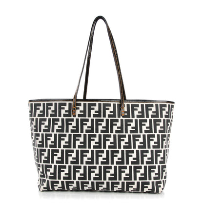 Fendi Canvas FF Roll Tote Black White 1 of 9