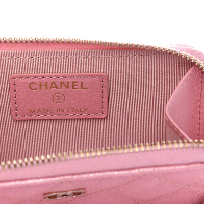 Chanel Iridescent Caviar Quilted Zipped Key Holder Case Rose Pink 6 of 8