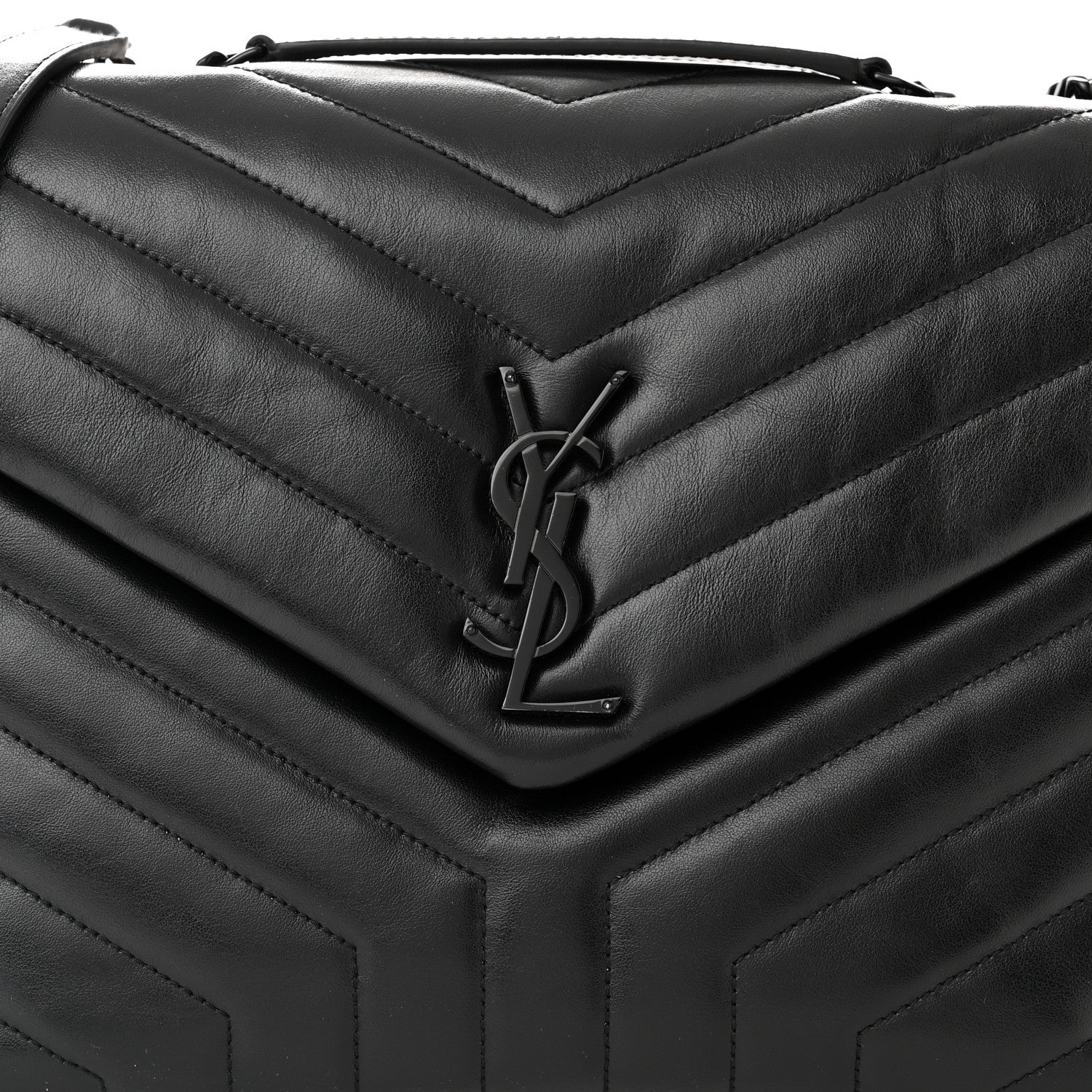 Saint Laurent Calfskin Y Quilted Monogram Monochrome Medium Loulou Chain Satchel Black 8 of 10