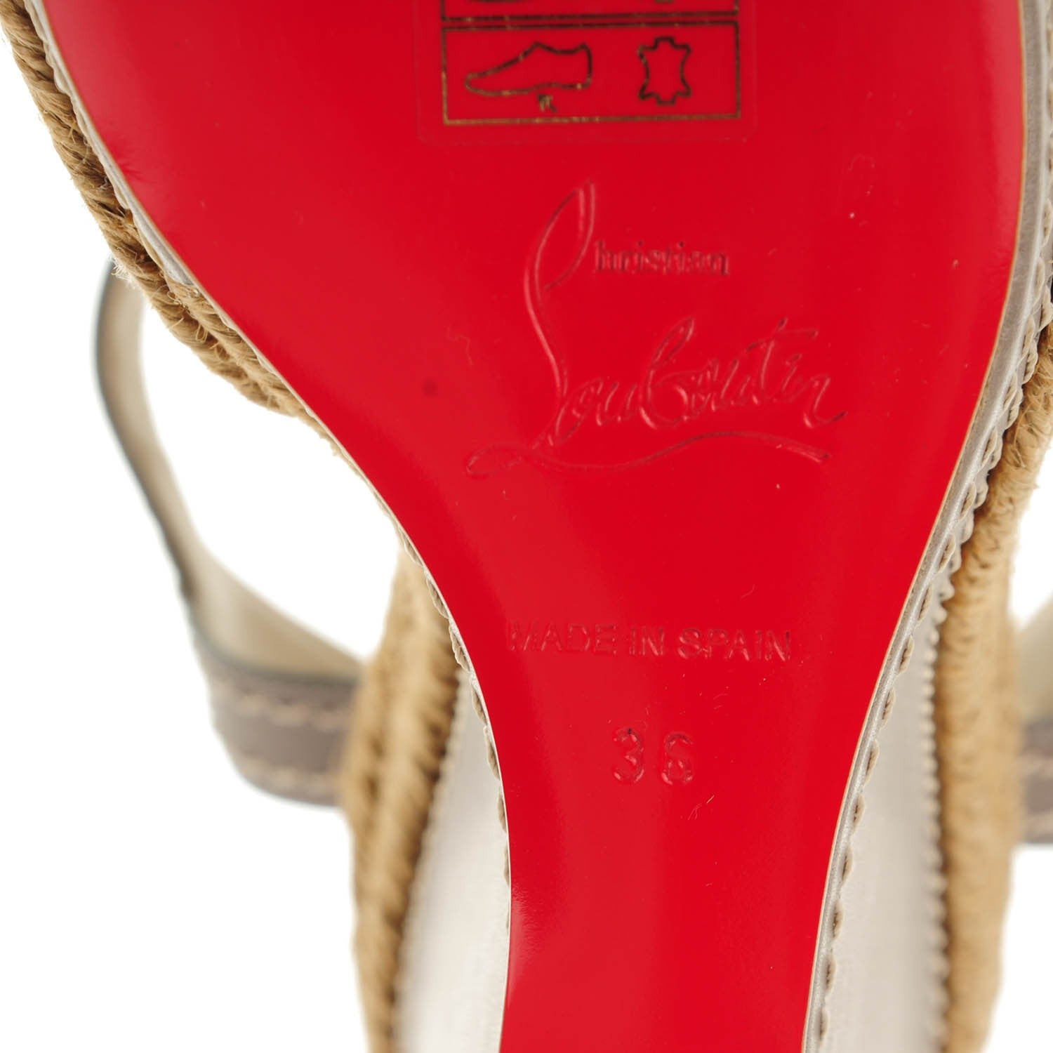 Christian Louboutin Calfskin Almeria 120 Wedge Sandals 36 Grey Natural 7 of 7