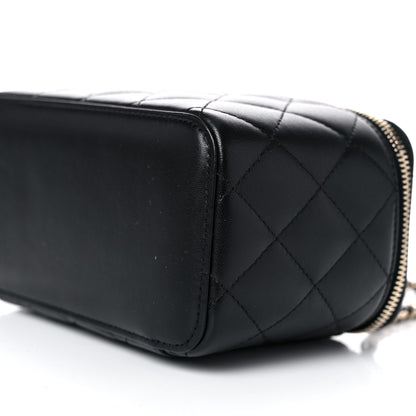 Chanel Lambskin Quilted Small Top Handle Vanity Case With Chain Black 9 of 9