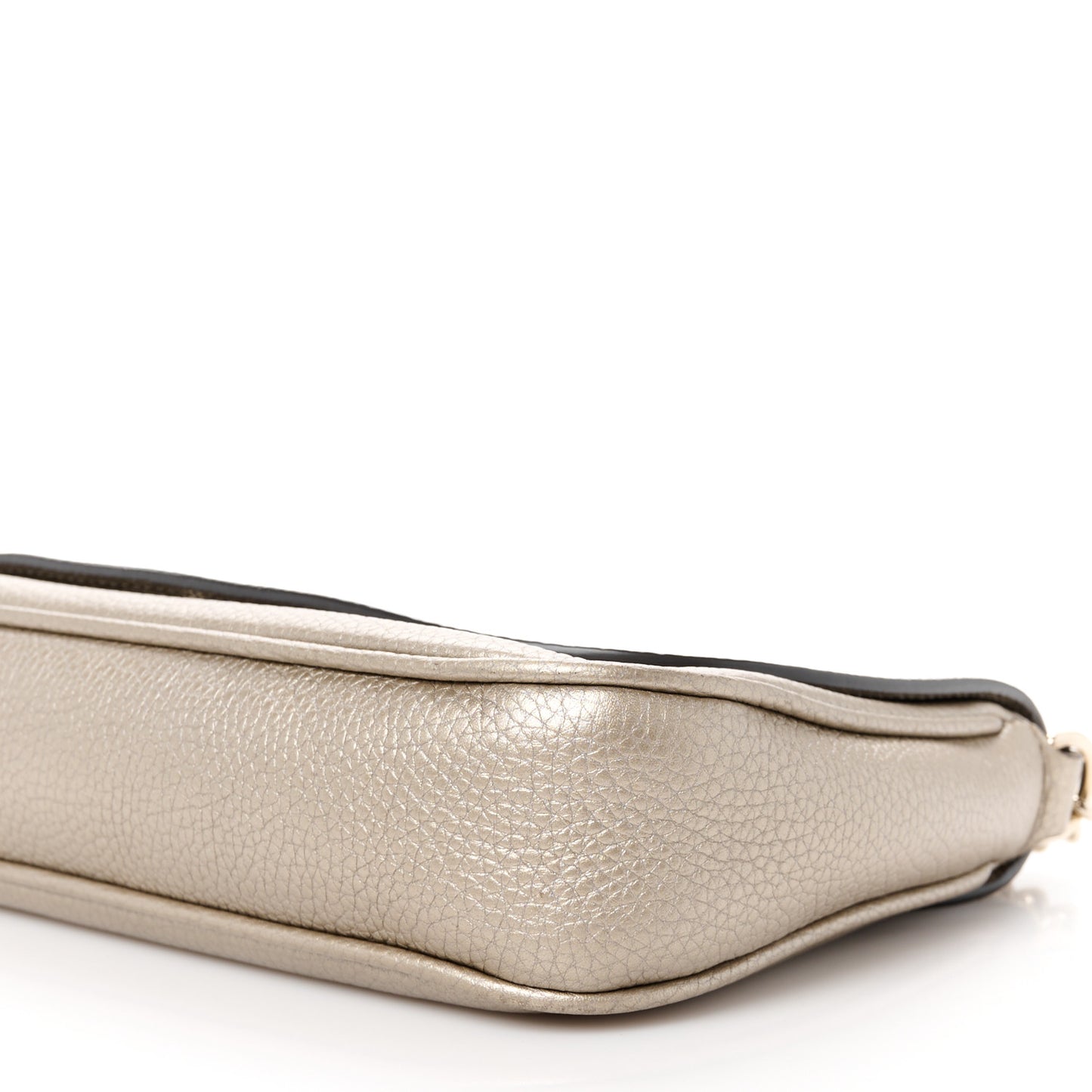 Metallic Pebbled Calfskin Medium Soho Flap Crossbody Golden Beige