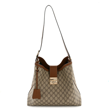 Gucci GG Icon Monogram Padlock Shoulder Bag Beige Dark Brown 1 of 15