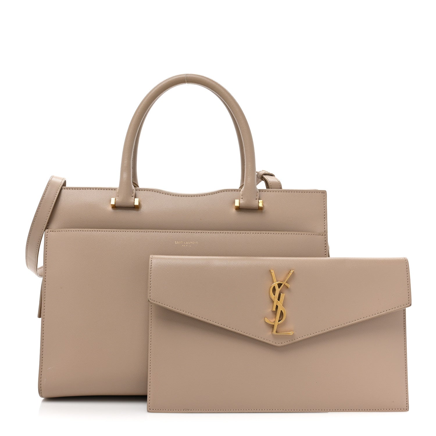 Saint Laurent Grain De Poudre Medium Uptown Tote Dark Latte 3 of 16