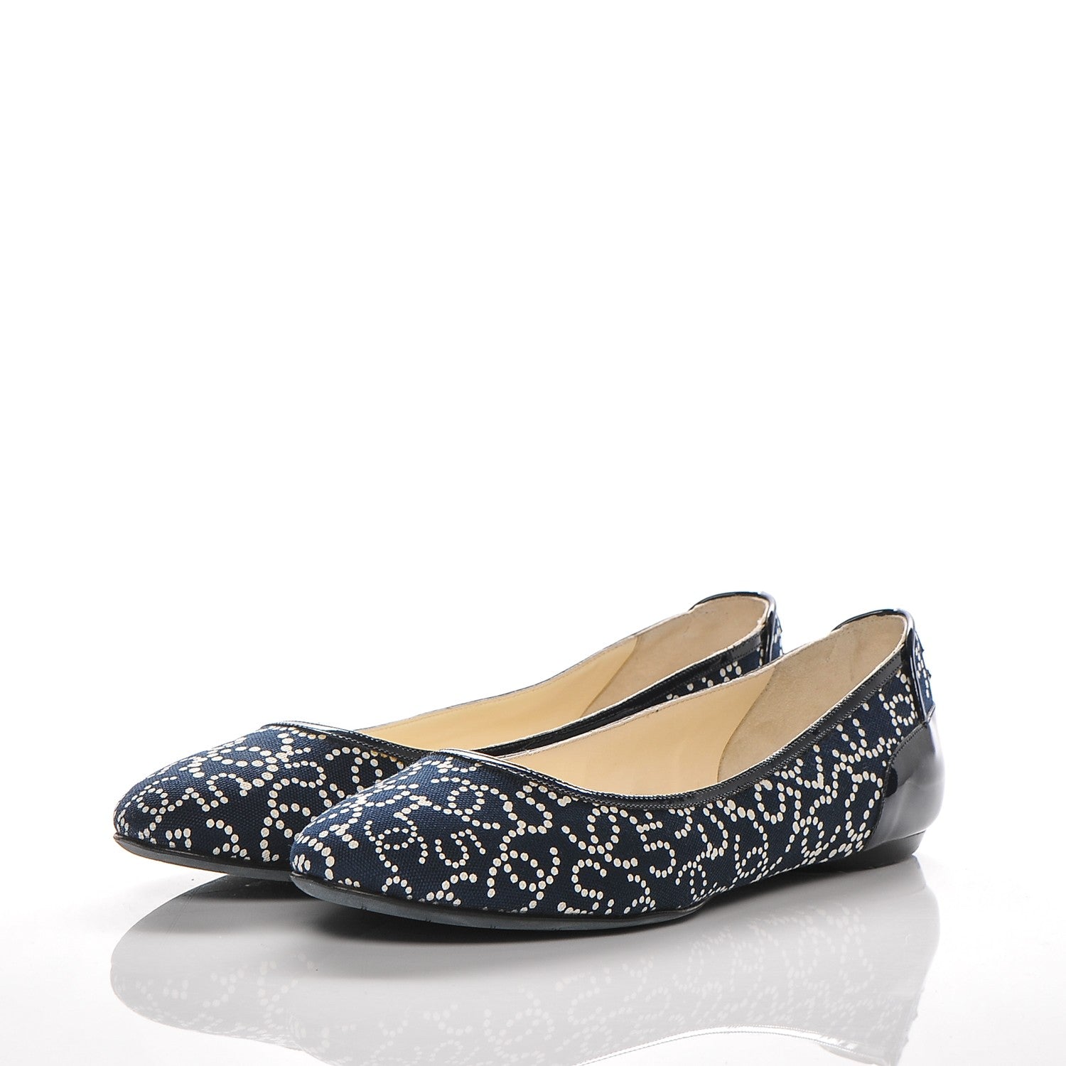 Chanel Canvas Patent Ballerina Flats 41.5 Navy Blue 3 of 7