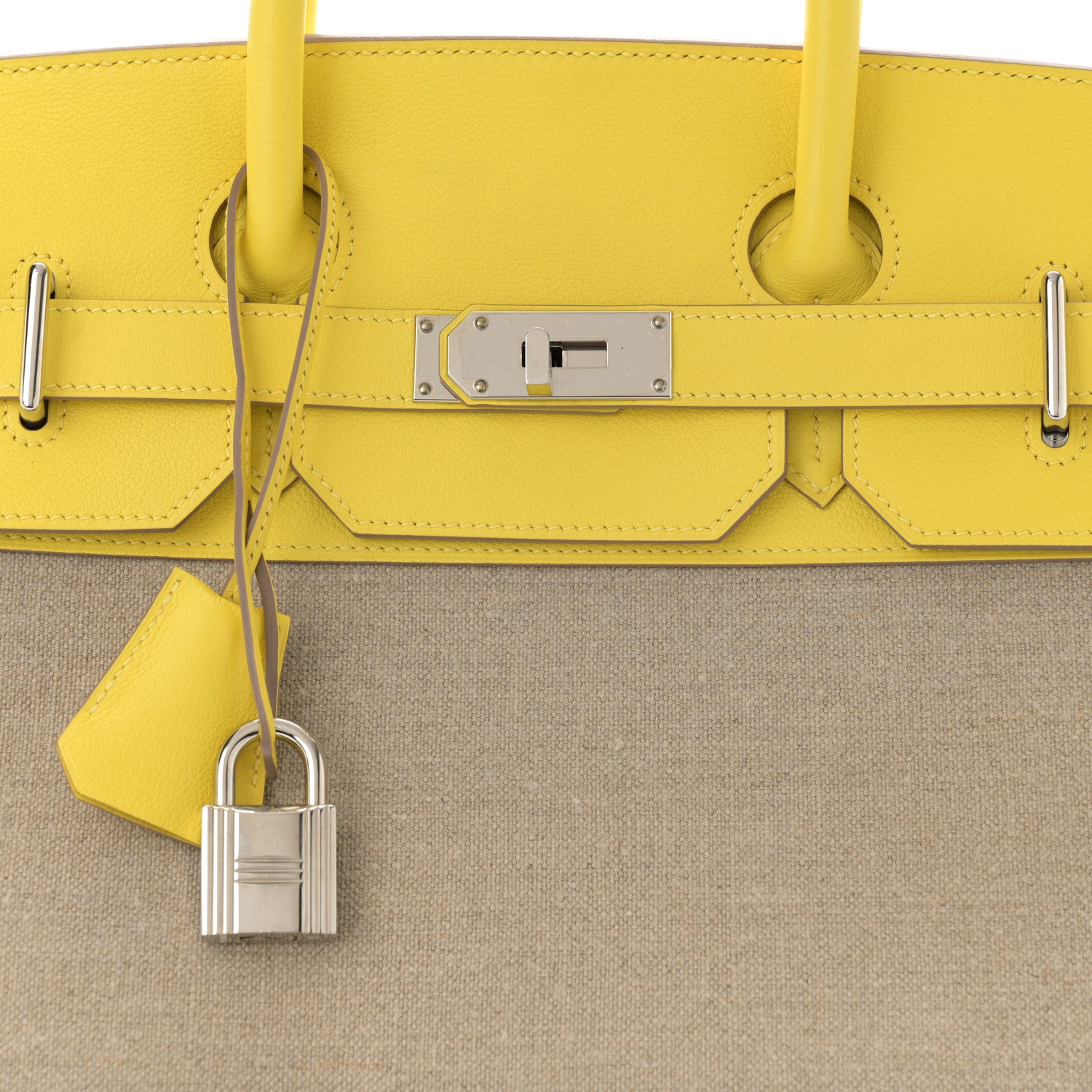 Hermes Toile De Camp Evercolor HAC Birkin 40 Ficelle Lime 8 of 12