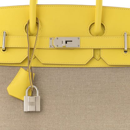 Hermes Toile De Camp Evercolor HAC Birkin 40 Ficelle Lime 8 of 12
