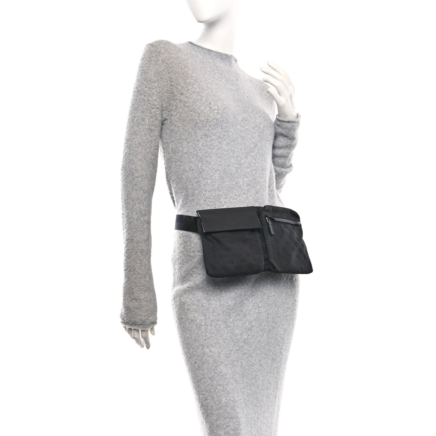 GG Monogram Double Pocket Belt Bag Black