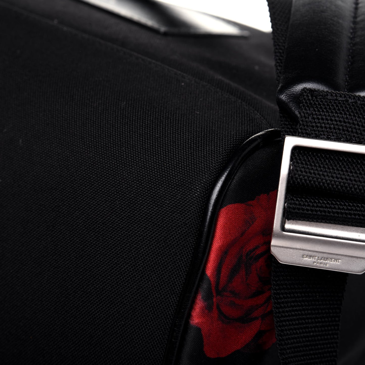 Satin Rose Print Mini City Backpack Black