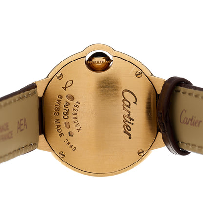 Cartier 18K Pink Gold Alligator 28mm Ballon Bleu De Cartier Quartz Watch Brown 4 of 4