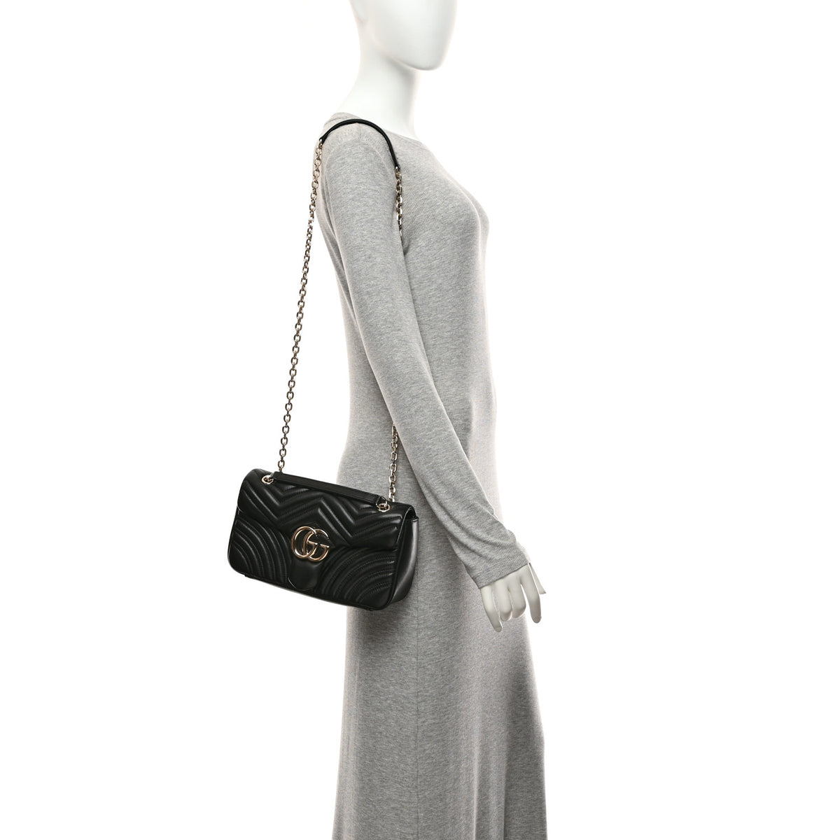 Lambskin Matelasse Medium GG Marmont Shoulder Bag Black