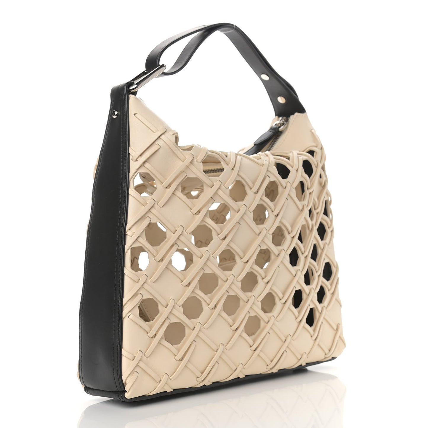 Lambskin Cutout Quill Triangle Bag Milk