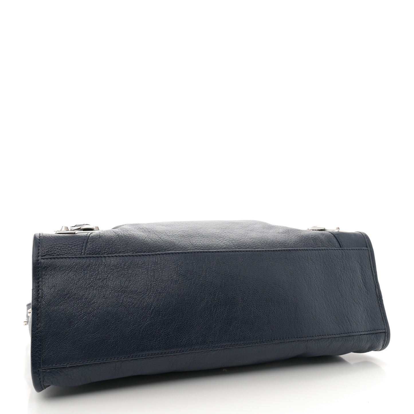 Chevre Silver Metallic Edge Hardware City Bleu Nuit Dark Sea