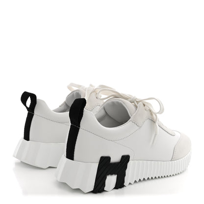 Hermes Calfskin Suede Goatskin Bouncing Sneakers 36.5 White 5 of 9