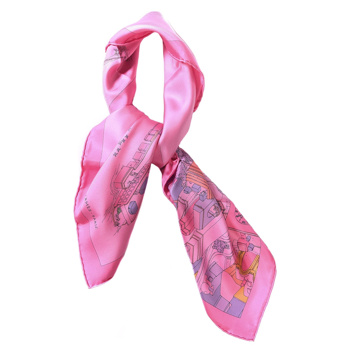 Silk The Battery New York Scarf 90 Rose Malabar Jaune