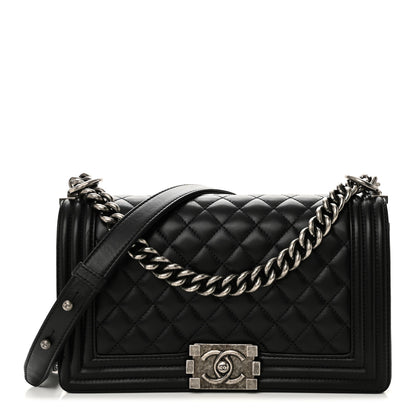 Chanel Lambskin Quilted Medium Boy Flap Black 1 of 11