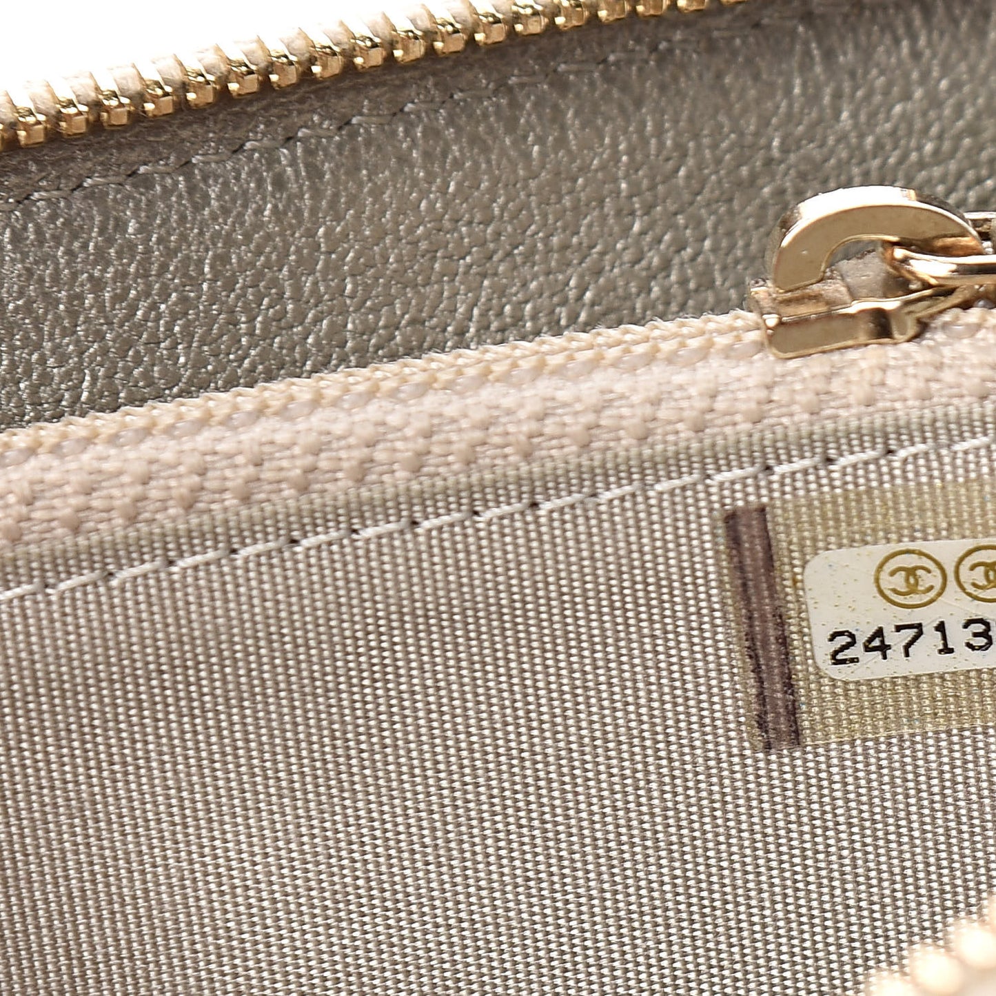 Metallic Sheepskin Quilted Mademoiselle Vintage Zip Around Wallet Light Gold