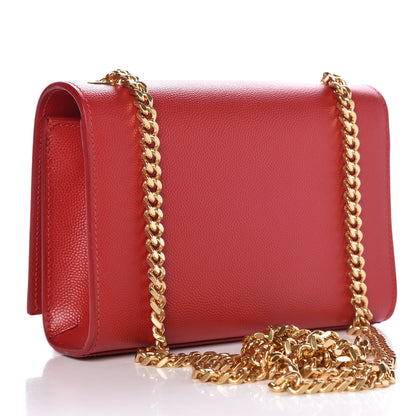 Saint Laurent Grain De Poudre Small Monogram Kate Satchel Red 3 of 6
