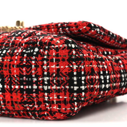 Chanel Tweed Quilted Medium Chanel 19 Flap Red Black 10 of 10