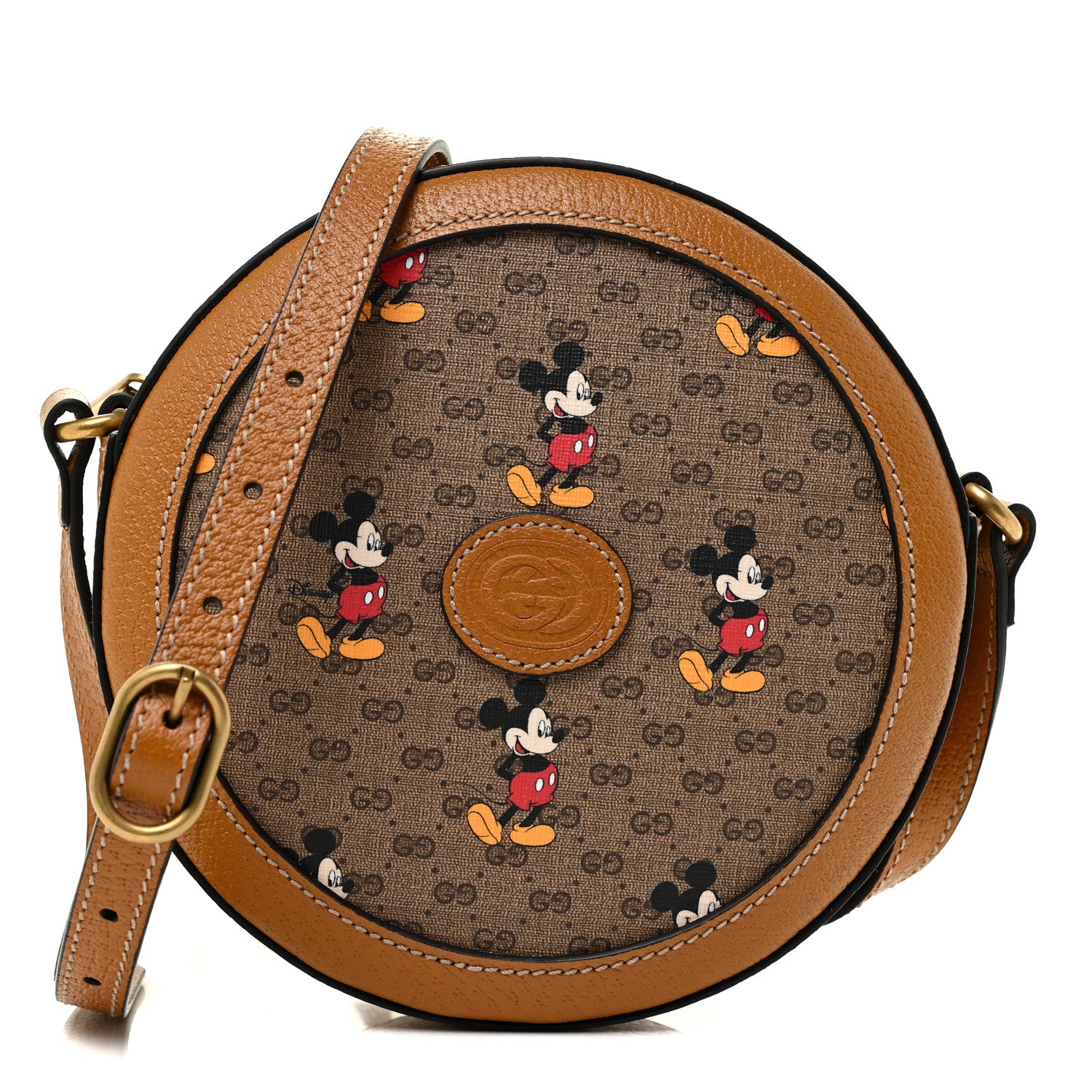 Gucci X DISNEY Mini Vintage GG Supreme Monogram Mickey Mouse Round Shoulder Bag Beige Vintage Sun Oil 1 of 10