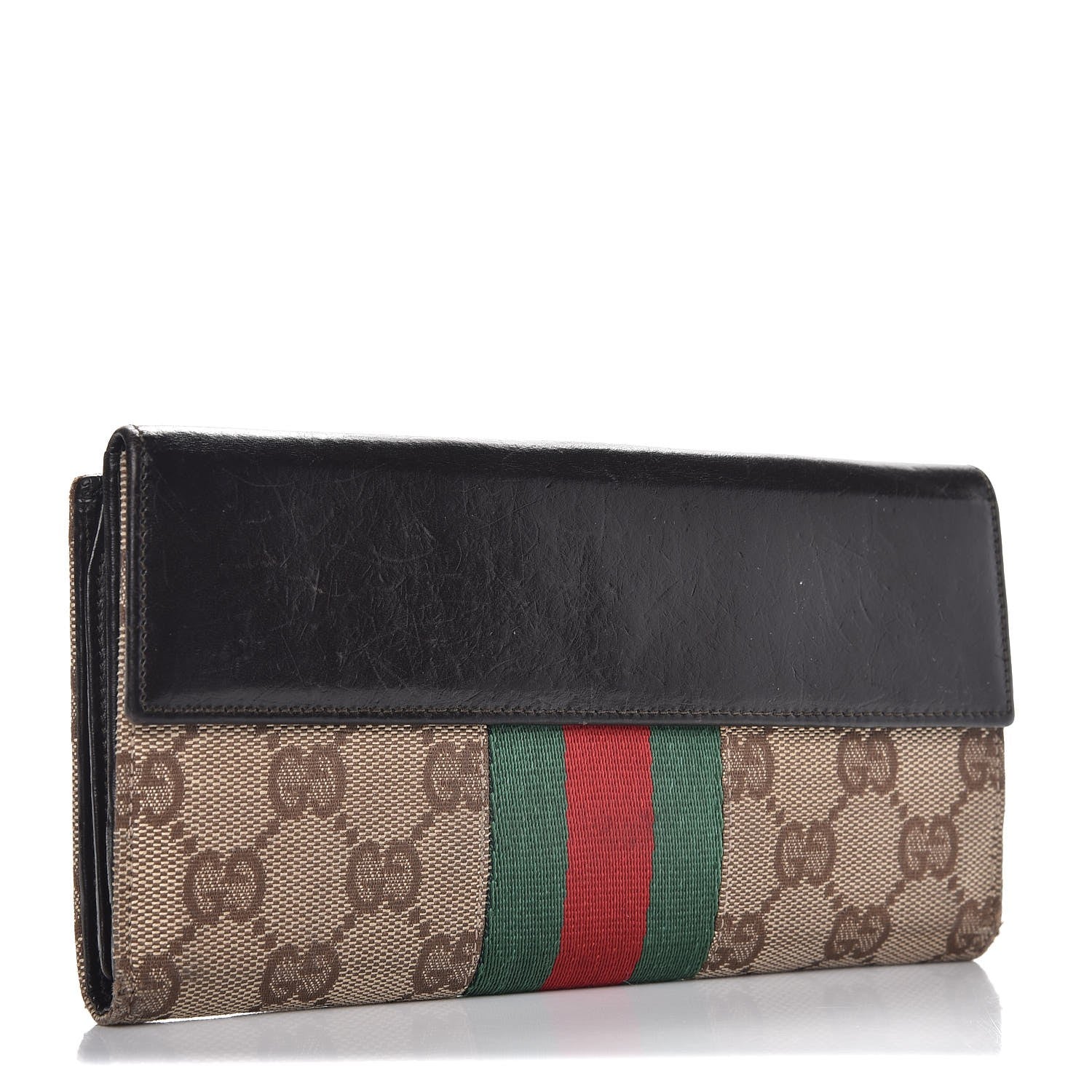 Gucci Monogram Calfskin Web Blake Continental Wallet Brown 3 of 11