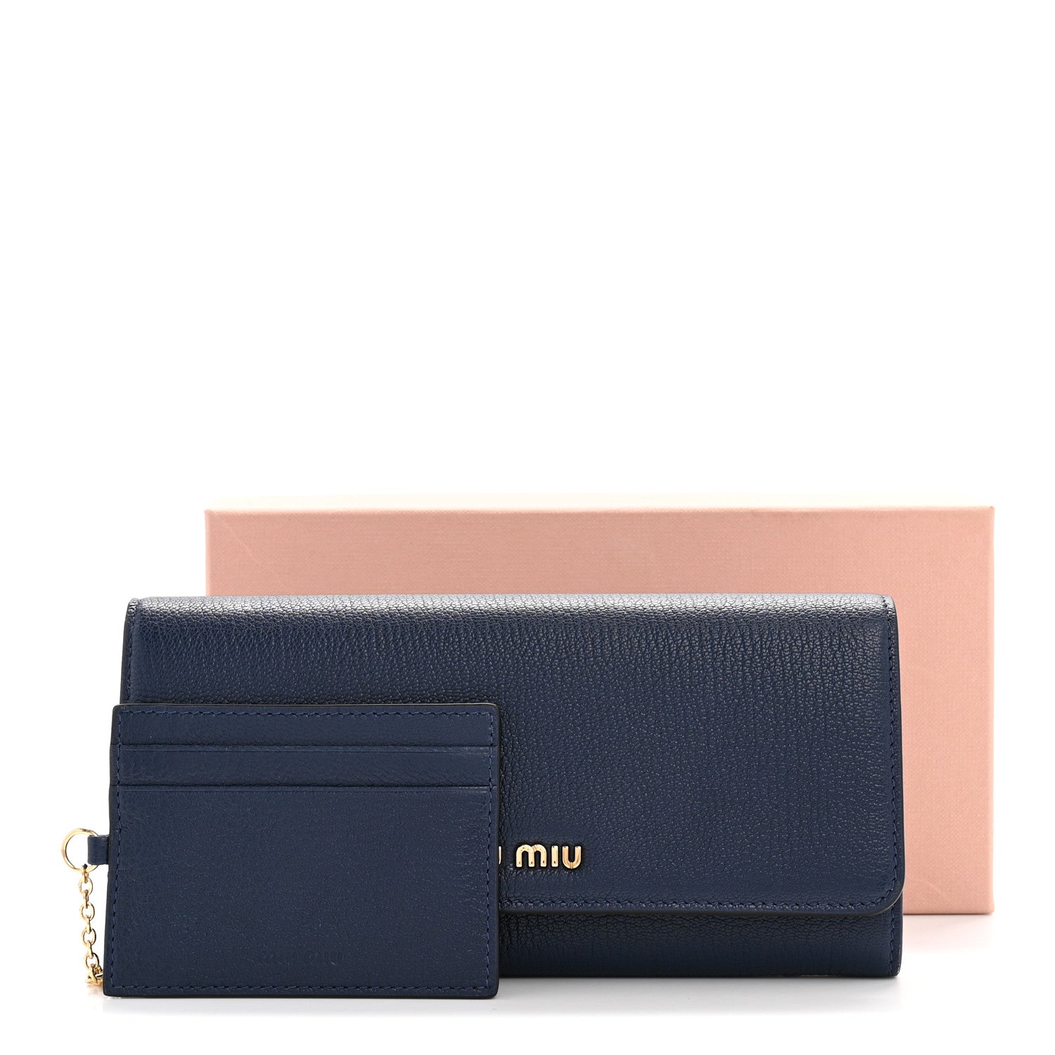 Miu Miu Madras Flap Wallet With Card Case Inchiostro 1817991