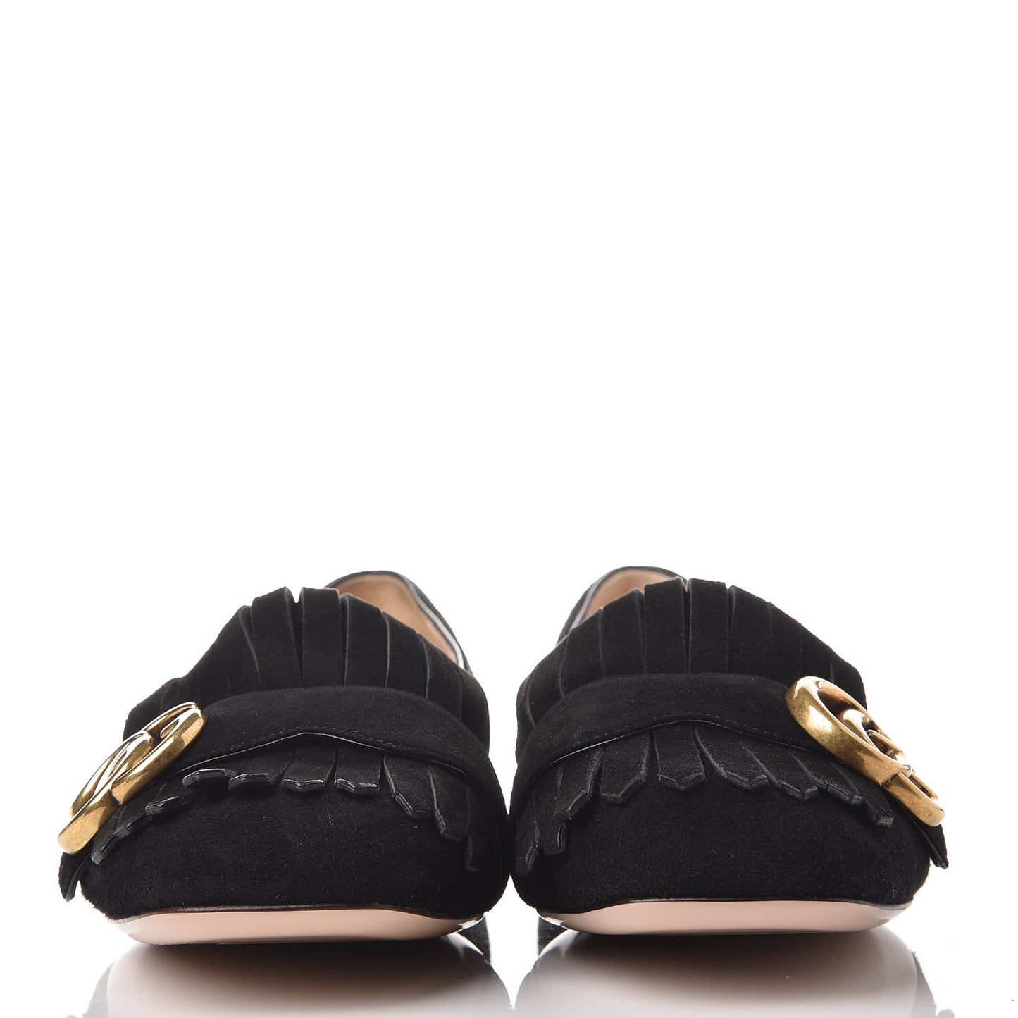 Kid Scamosciato GG Marmont Fringe Flats 37 Black