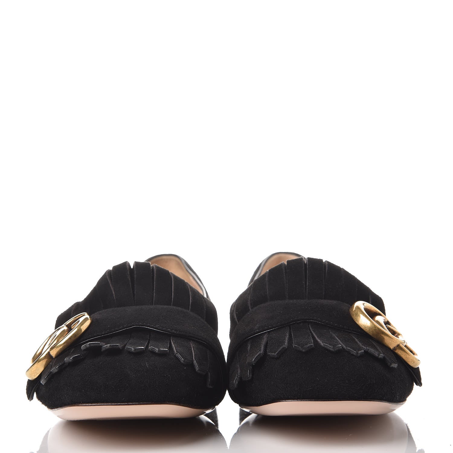 Gucci Kid Scamosciato GG Marmont Fringe Flats 37 Black 2 of 11