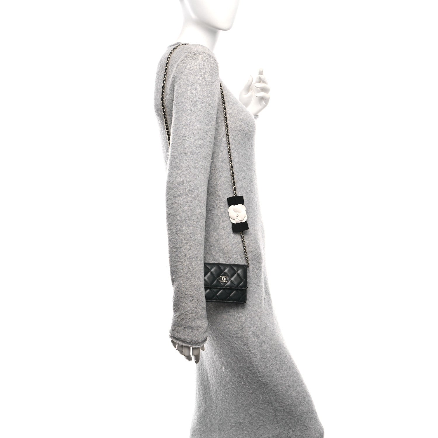 Chanel Lambskin Quilted My Chanel Lady Card Holder On Chain Black 2 of 12